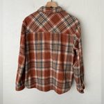 Roolee  Wool Blend Flannel Button Up Plaid Shirt Orange Brown Size Large Photo 1