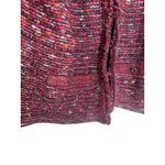 J.Jill Tweed Sweater Cardigan Size Large Burgundy Fringe Knit Blazer Career Red Photo 1