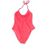 Aerie  NWOT Hot Pink Ribbed Halter One Piece Swimsuit Size Large Photo 1