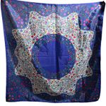 VTG Blue Purple Floral Square Scarf 31" Retro Vintage Cottage Boho Fairy Gma AOP Photo 0