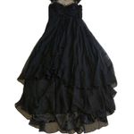 Alyce Paris Gown Size 16 Prom Cap Sleeve Maxi Formal Black Beaded Chiffon NEW Photo 2