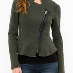 Free People  Peplum Olive Denim Military Utility Jacket Size 12 Photo 0