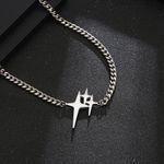Star Pendant Necklace for Men Women Streetwear Unisex Hip Hop Style Silver Photo 1