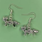 Handmade Detailed Silver Tone Fox Dangle Earrings Photo 1