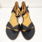 Think! Women’s Size 10.5 Black Leather Minimalist Ankle Strap Sling Back Stacked Photo 1