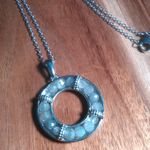Malagasy Labradorite Stainless Steel Circle Pendant Necklace Photo 1