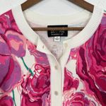 Bob Mackie Wearable Art Women's Floral Rose Print Button Up Cardigan Sweater Photo 8