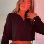 Urban Outfitters Cute Black  Long Sleeve Henley Crop Top Photo 0