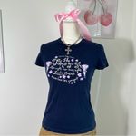 American Eagle  Vtg Y2K Navy Tiki Baby Tee Preppy Bella Swan‎ Tight Womens Size S Photo 1
