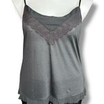 American Eagle  Womens Camisole Tank Top Lace Sheer Bodice Pleated Hem Gray XL Photo 0