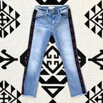 Driftwood Colette Plaid Trim Straight Crop Frayed Hem Jeans Size 24 Photo 5