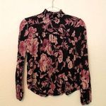Lucky Brand Floral Mockneck Blouse Long Sleeves XS Photo 0