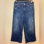 MOTHER The Roller Crop Undone Hem Wide Leg Dark Graffiti Wash High Rise Jean 25 Blue Photo 2