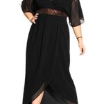 City Chic Black Bronze Sequin Demi Maxi Dress size XS/14 Elbow Flutter Sleeves Photo 0