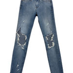 EXPRESS  Destroyed Denim Ankle Straight Skinny Legging Mid Rise Jeans Size 00 Photo 0