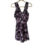 Coco Pear Purple Floral Print Crisscross Back Swim Dress Size 2XL Photo 6