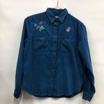 st. john's bay St. John’s Bay velour style long sleeve embroidered button down top medium Photo 0