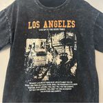 Romwe ⭐️ black acid wash los angeles live up to the good times tshirt size small Photo 1