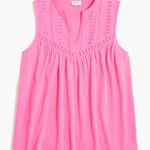J Crew Factory Flamingo Pink Cotton Eyelet Sleeveless Notch V Neck Top NWT Size XS Photo 0