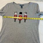 Karen Scott  Long Sleeve Gray Embellished Shirt Top Women’s Medium Royal Guard Photo 4