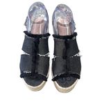 barney's new york Womens Fringe Denim Wedge Espadrille Sandals Black Size 37 Photo 1