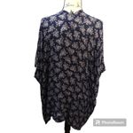 Loft  Navy Blue Floral Kimono Cardigan Cover Up Size OS Photo 2
