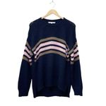 Xirena Whistler Apres Ski Sweater Navy Pink Stripe Alpaca Wool Blend Size Medium Blue Photo 1