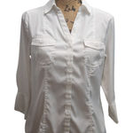 Cato  White Button‎ Down Shirt Medium 3/4 Sleeve Career Casual Photo 0