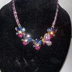 Betsey Johnson SPARKLING MULTICOLOR BEJEWELED FLORAL BUTTERFLY CHAIN NECKLACE Photo 9