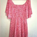 None Pink Floral Animal Abstract Print Dress Tie Front Women’s Size Large Photo 2