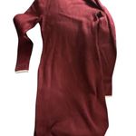 Elegant Long Sleeve Maroon Dress Red Photo 2