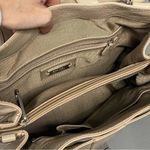 Badgley Mischka Satchel Purse Handbag Beige Tan Leather Large Bag EUC Photo 5