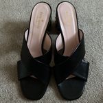 Kate Spade Denault Black Leather Leopard Criss-Cross Sandals Block Heel Size 10 Photo 4