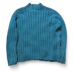 Eddie Bauer Vintage Teal Blue Chunky Ribbed Mock Neck Sweater Photo 3