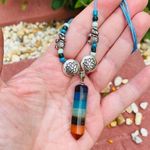 Handmade 7 Chakra Point Stone Reiki Leather Necklace Photo 2