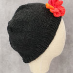 Black Floral Multi Color Cable Knit Crochet Cozy Cottage Beanie Hat Cap OS Photo 0