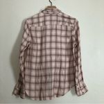 American Eagle AEO Soft Light Pink Brown Plaid Flannel Button Up Shirt Top Photo 6