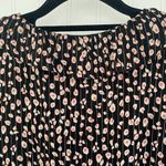Lulu’s black 3/4 length sleeve pink floral wrap dress with ruffles size Medium‎ Photo 5