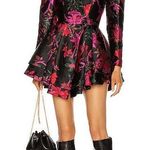 MARKARIAN Etta Black Floral Jacquard Brocade Mini Dress Crossover Button Front 2 Photo 0