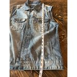 Carbon Women Large Blue Distressed Denim Vest Sleeveless Y2K Grunge Biker Summer Size XL Photo 4