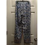 Talbots Size 4 Blue White Paisley Floral Straight Leg Pull-On Elastic Waist Pant Photo 1