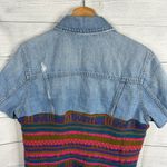 Vintage Womens size XL Handmade Reworked Denim Jean Knit Cardigan Jacket Photo 4