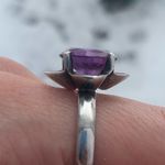 Taxco Mexico Amethyst And Sterling Silver Ring Flower Floral Size 8.75 Purple Photo 13