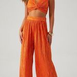 SABINA MUSAYEV Ross Plisse Pleated Wide Leg Pants Orange Womens Size Small Photo 5