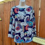 Fun2Fun Beautiful Blue Floral Blouse Size Medium Photo 4
