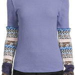 We The Free NWT Free People x “All In Cuff” Indigo Combo LS Top – Women’s S Photo 0