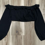 superdown  Black Cropped Ruffle Blouse Top Women’s Small Photo 0