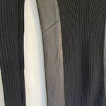 Theory Black Lambskin Leather Trim Long Sleeve Stretch Sweater Dress Size P/TP Photo 6