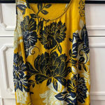CAbi Floral Yellow and Navy Sleeveless Top Photo 0