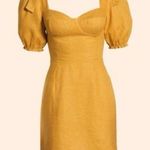 Reformation  Spring Bow Linen Dress 2 - Mustard Yellow / Orchid Photo 1